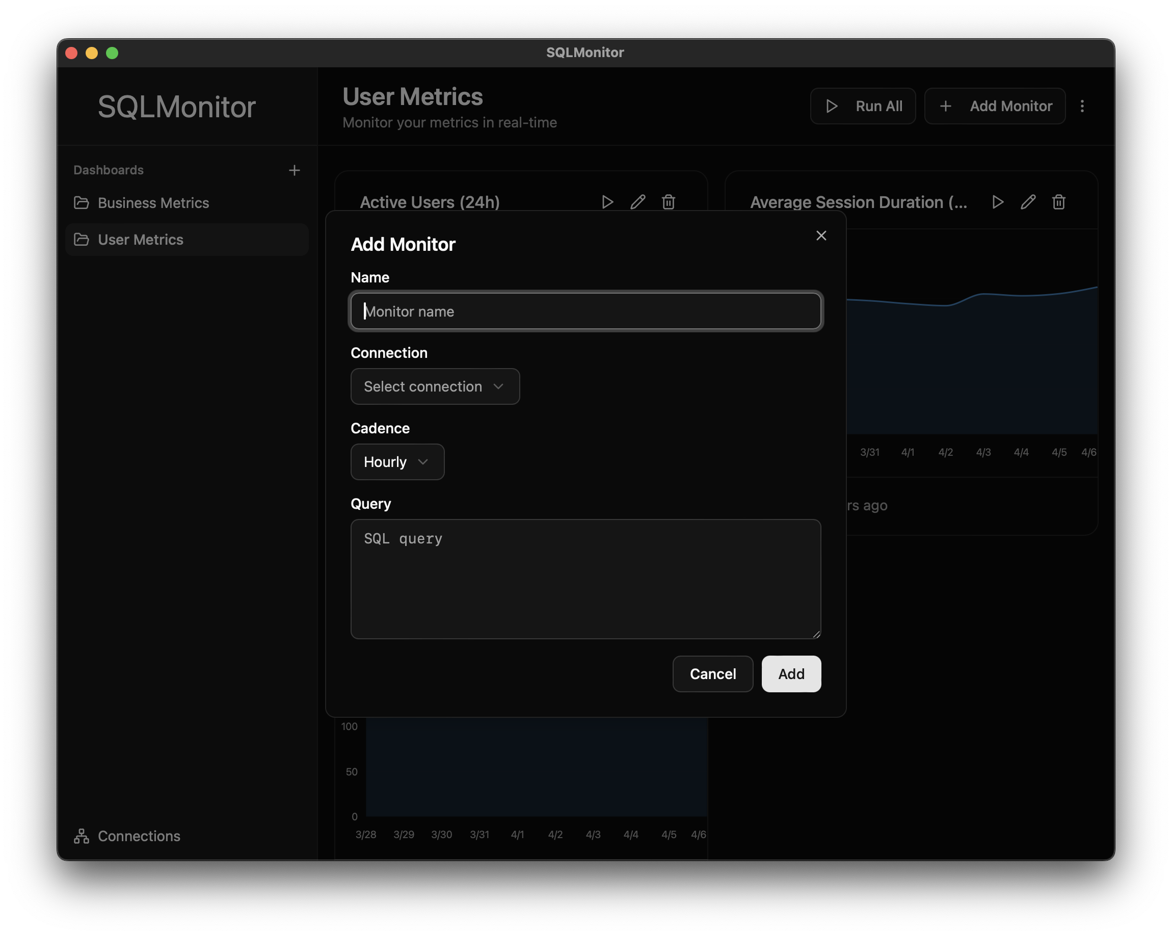 Adding a new monitor in SQLMonitor